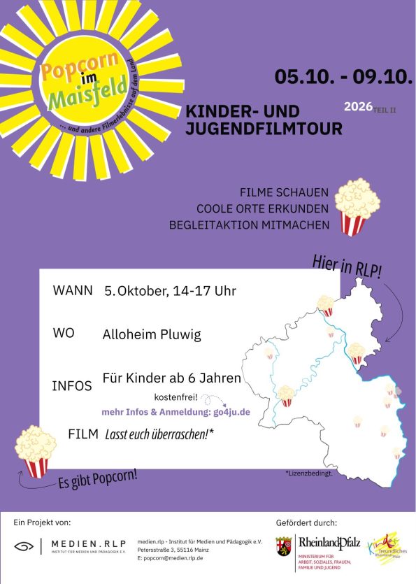 Kinderkino: Popcorn im Maisfeld in Pluwig am 5. Oktober 2026